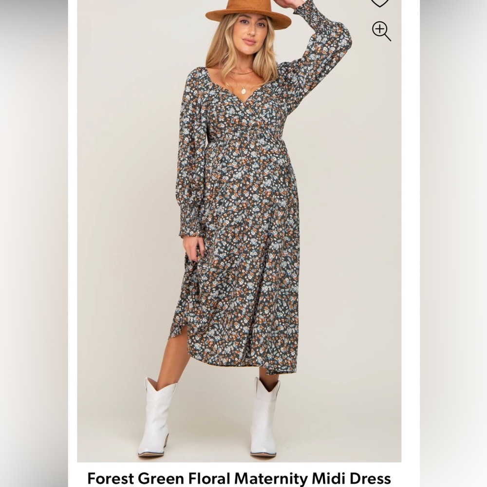 Pink Blush Floral Maternity Midi Dress